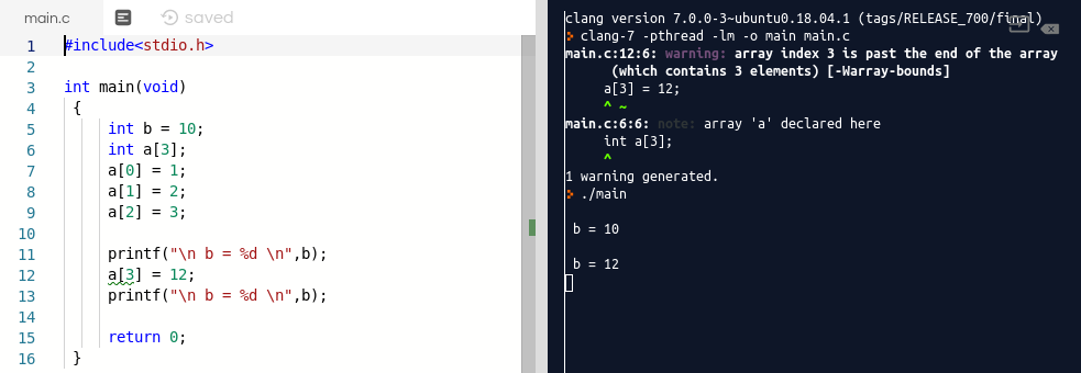Array bounds C